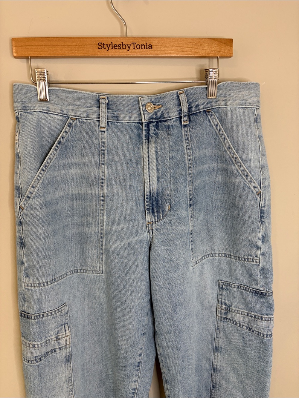 CITIZENS OF HUMANITY Marcelle Low Rise Cargo Jeans Blue Designer Sz 30 - Picture 6 of 16